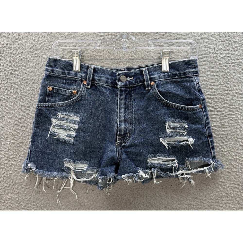 Vintage Arizona Shorts Womens 3 Blue Mid Rise Cut Off Distressed Denim 90s Y2K